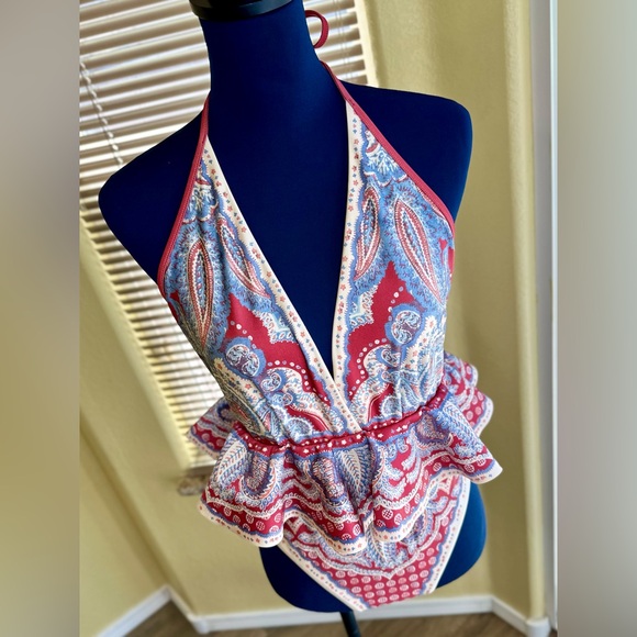 NEW! Zimmermann Indigo & Ruby Vitali Paisley Ruffle One-Piece Swimsuit - Picture 6 of 16